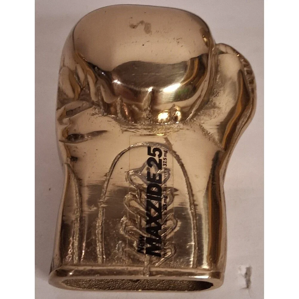 VTG Maxzide 25 Brass Boxing Glove Detailed Logo Back Paperweight Lot